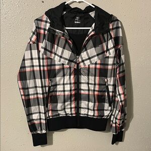 Nike Black and White Plaid Jacket